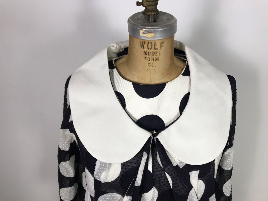 Vintage Mid-Century Black & White Polka Dot Dress With Matching Jacket Size 9 [Photo 8]