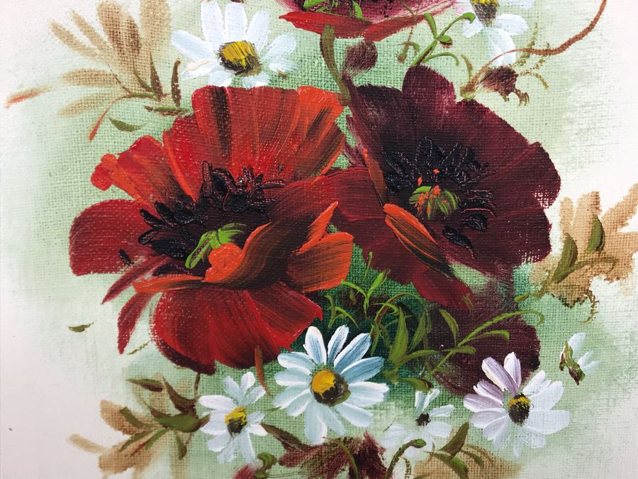 Original Floral Still Life Painting By Edward In Gilt Wooden Frame 13 X 15 [Photo 4]