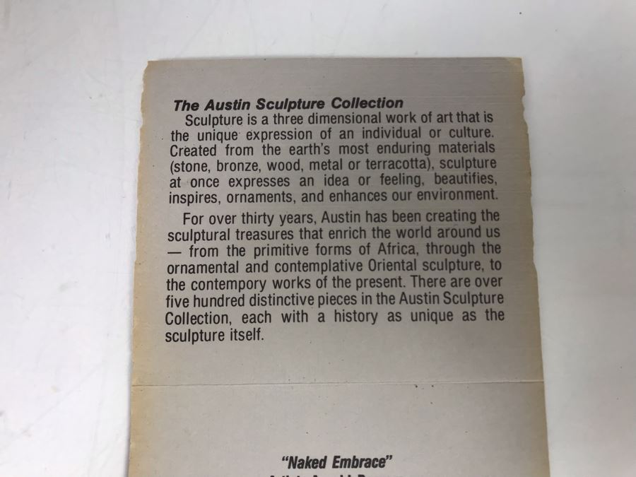 Austin Production Inc Plaster Sculpture In Bronze Finish By Arnold Bergere Titled 'Naked Embrace' Some Paint Chips Shown In Photos 16W X 8D X 13.5H [Photo 16]