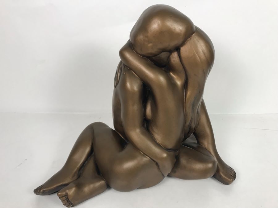 Austin Production Inc Plaster Sculpture In Bronze Finish By Arnold Bergere Titled 'Naked Embrace' Some Paint Chips Shown In Photos 16W X 8D X 13.5H [Photo 2]