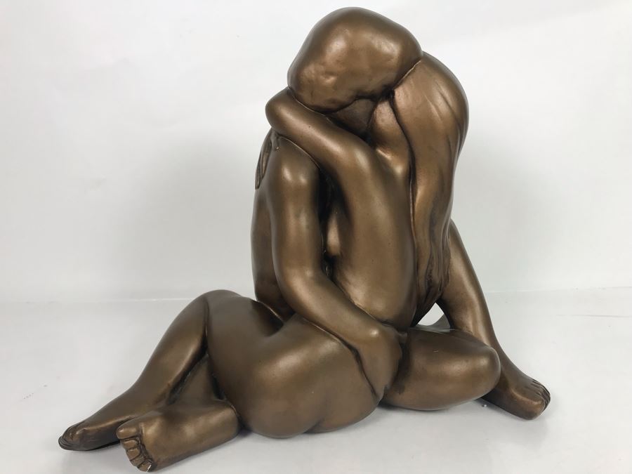 Austin Production Inc Plaster Sculpture In Bronze Finish By Arnold Bergere Titled 'Naked Embrace' Some Paint Chips Shown In Photos 16W X 8D X 13.5H [Photo 1]