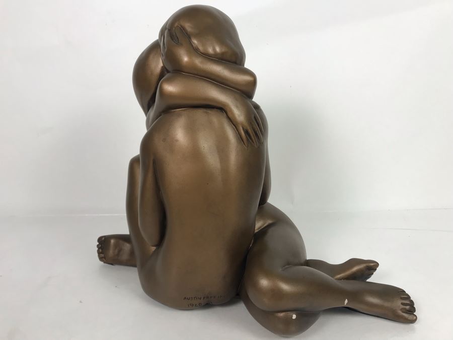 Austin Production Inc Plaster Sculpture In Bronze Finish By Arnold Bergere Titled 'Naked Embrace' Some Paint Chips Shown In Photos 16W X 8D X 13.5H [Photo 6]