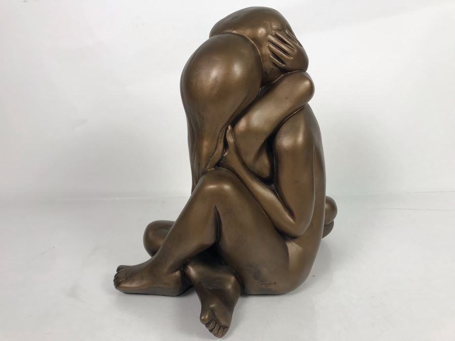 Austin Production Inc Plaster Sculpture In Bronze Finish By Arnold Bergere Titled 'Naked Embrace' Some Paint Chips Shown In Photos 16W X 8D X 13.5H [Photo 4]