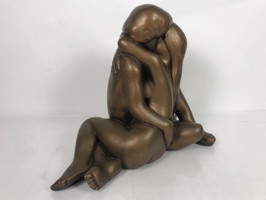 Austin Production Inc Plaster Sculpture In Bronze Finish By Arnold Bergere Titled 'Naked Embrace' Some Paint Chips Shown In Photos 16W X 8D X 13.5H [Photo 12]