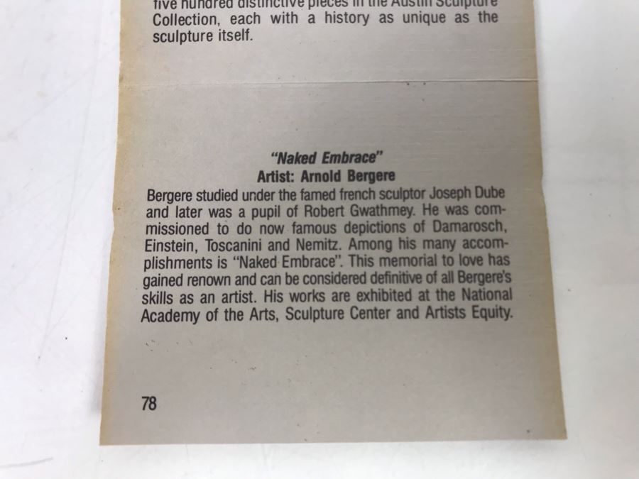 Austin Production Inc Plaster Sculpture In Bronze Finish By Arnold Bergere Titled 'Naked Embrace' Some Paint Chips Shown In Photos 16W X 8D X 13.5H [Photo 17]