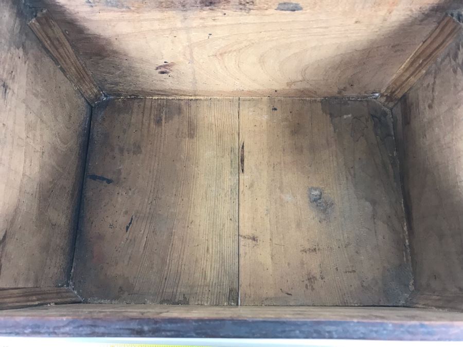 Antique Asian Wooden Tongue And Groove Box With Inner Wooden Removable Tray Writing On Bottom Of Box 13W X 9D X 9H - See Photos  [Photo 13]