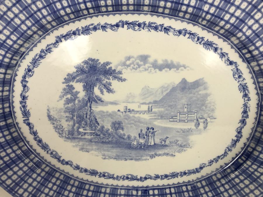 Vintage Brown-Westhead, Moore & Co Breadalbane Cauldon England Blue & White Platter 17 X 14 [Photo 3]