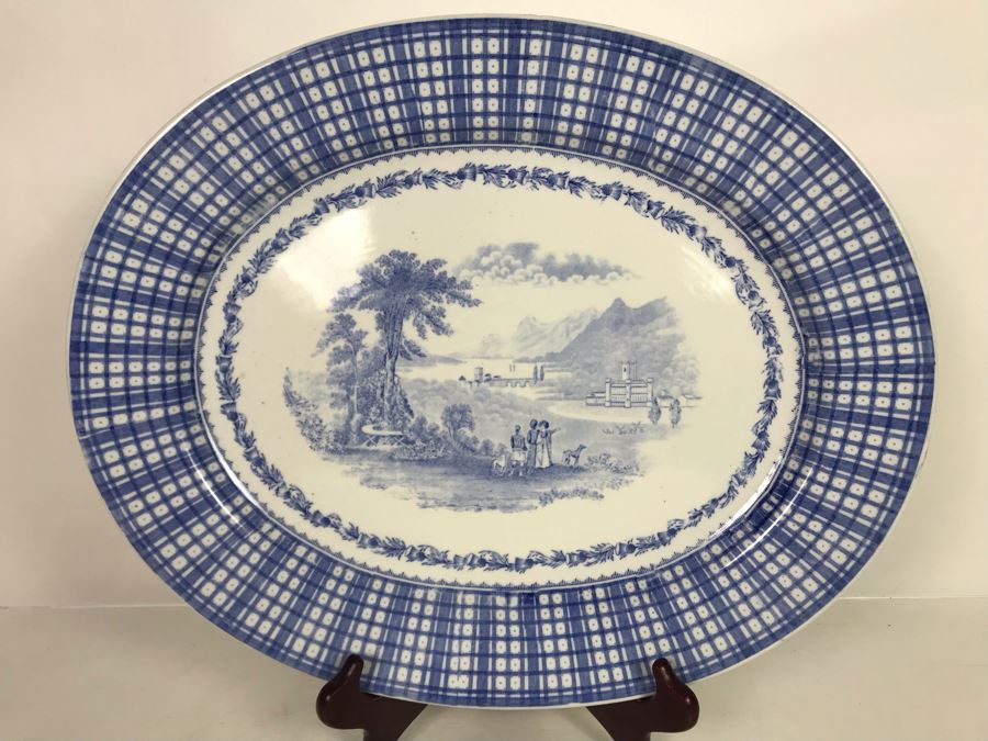 Vintage Brown-Westhead, Moore & Co Breadalbane Cauldon England Blue & White Platter 17 X 14 [Photo 1]
