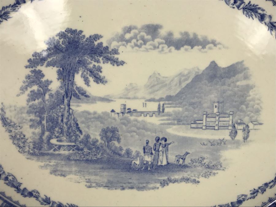 Vintage Brown-Westhead, Moore & Co Breadalbane Cauldon England Blue & White Platter 17 X 14 [Photo 4]