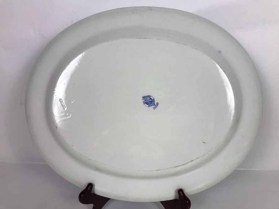 Vintage Brown-Westhead, Moore & Co Breadalbane Cauldon England Blue & White Platter 17 X 14 [Photo 8]