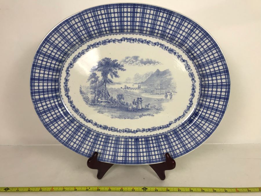 Vintage Brown-Westhead, Moore & Co Breadalbane Cauldon England Blue & White Platter 17 X 14 [Photo 2]