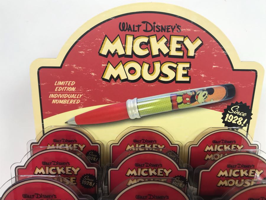 New Old Stock Walt Disney's Mickey Mouse Limited Edition Pod Pens - 12 Pens Total With Store Merchandiser [Photo 7]