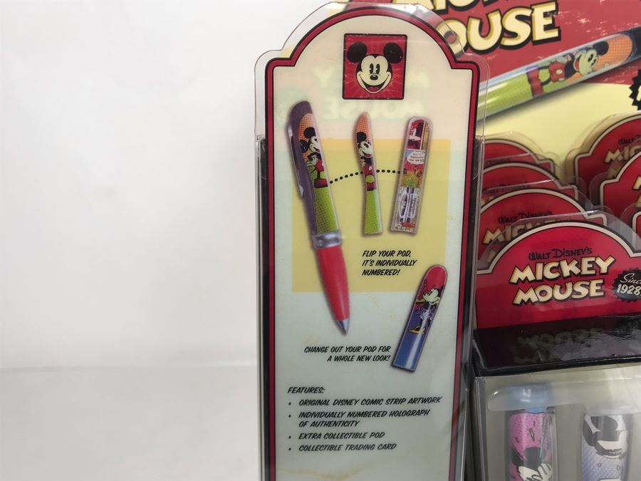New Old Stock Walt Disney's Mickey Mouse Limited Edition Pod Pens - 12 Pens Total With Store Merchandiser [Photo 13]