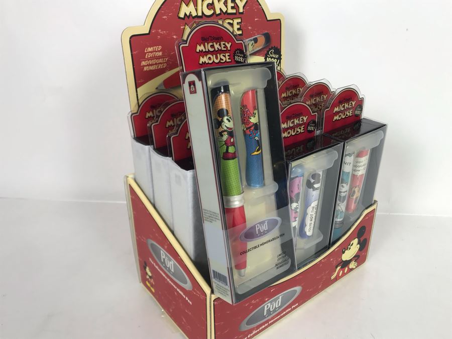 New Old Stock Walt Disney's Mickey Mouse Limited Edition Pod Pens - 12 Pens Total With Store Merchandiser [Photo 9]