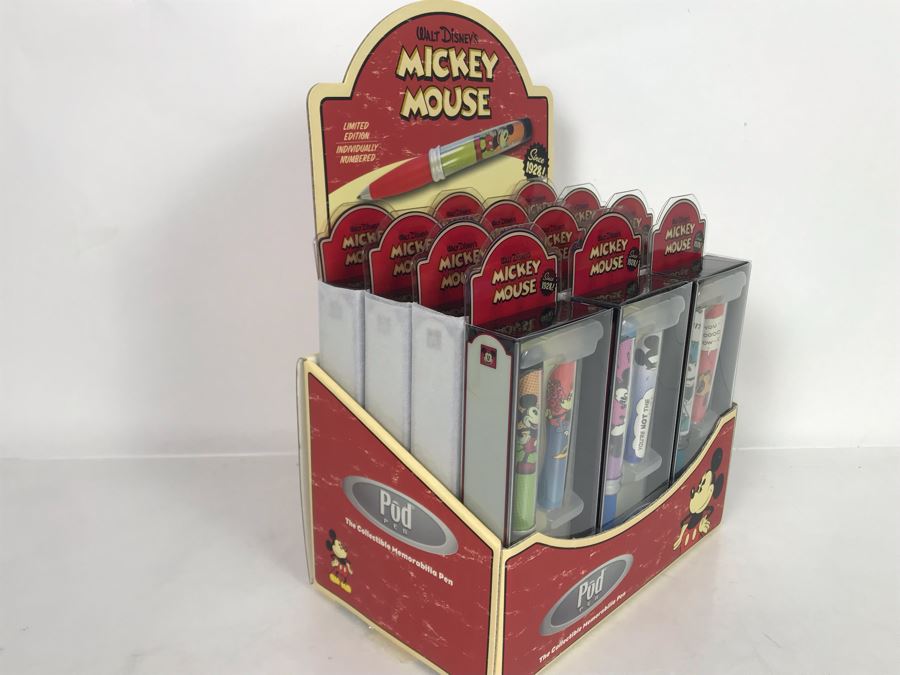 New Old Stock Walt Disney's Mickey Mouse Limited Edition Pod Pens - 12 Pens Total With Store Merchandiser [Photo 8]