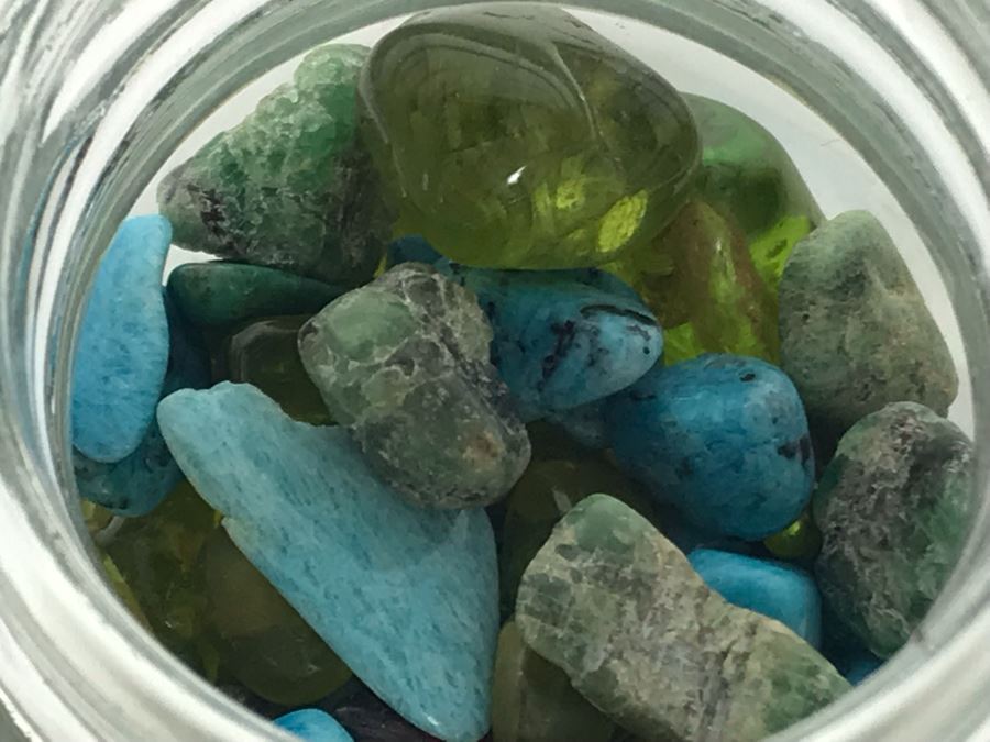 Small Glass Jar Filled With Various Stones Including Turquoise [Photo 7]