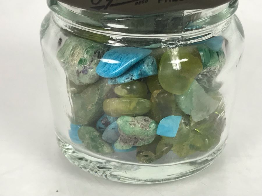 Small Glass Jar Filled With Various Stones Including Turquoise [Photo 4]