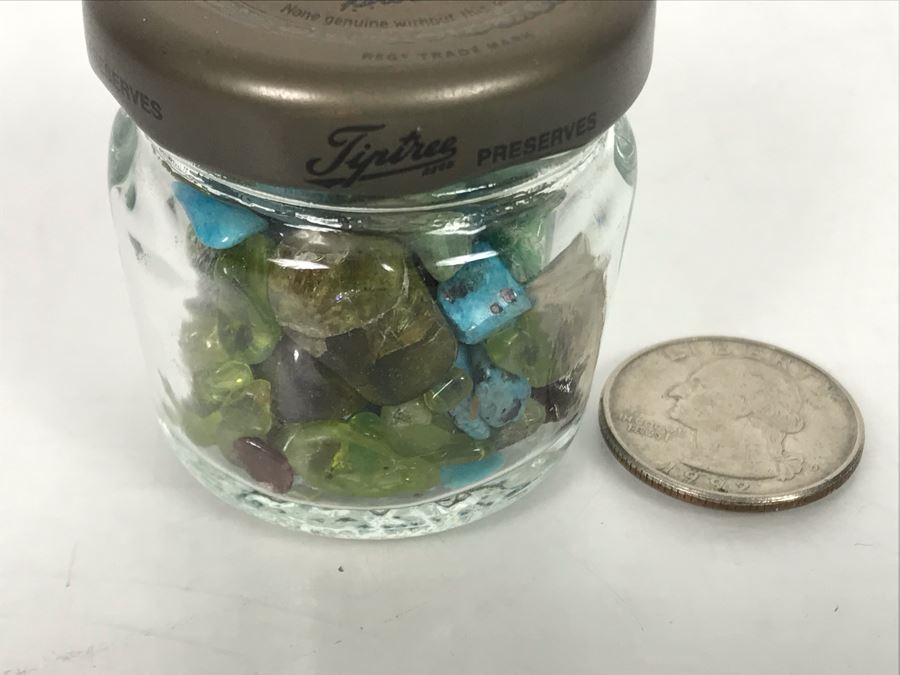 Small Glass Jar Filled With Various Stones Including Turquoise [Photo 8]