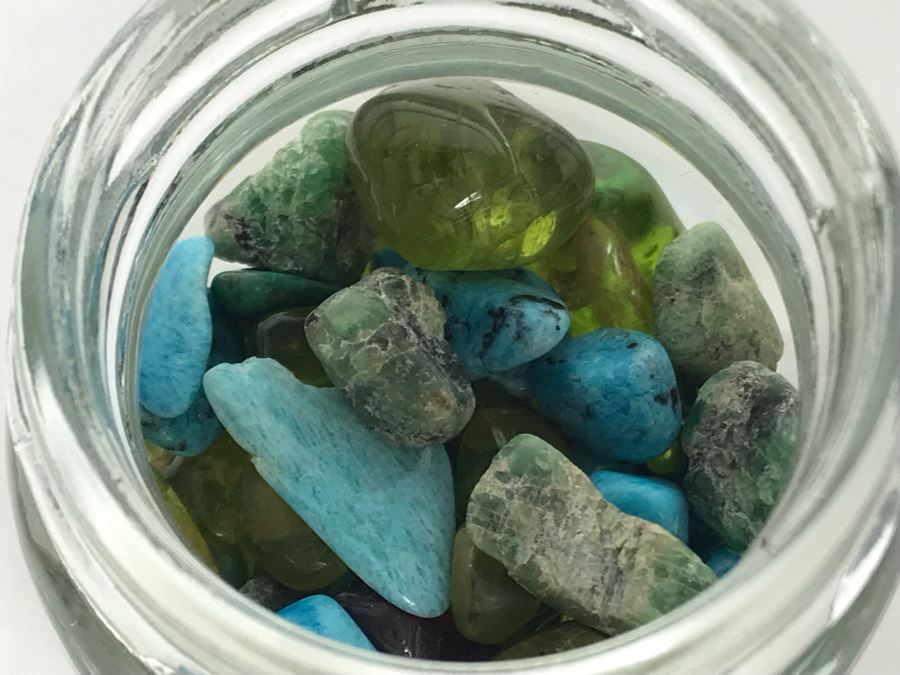 Small Glass Jar Filled With Various Stones Including Turquoise [Photo 6]