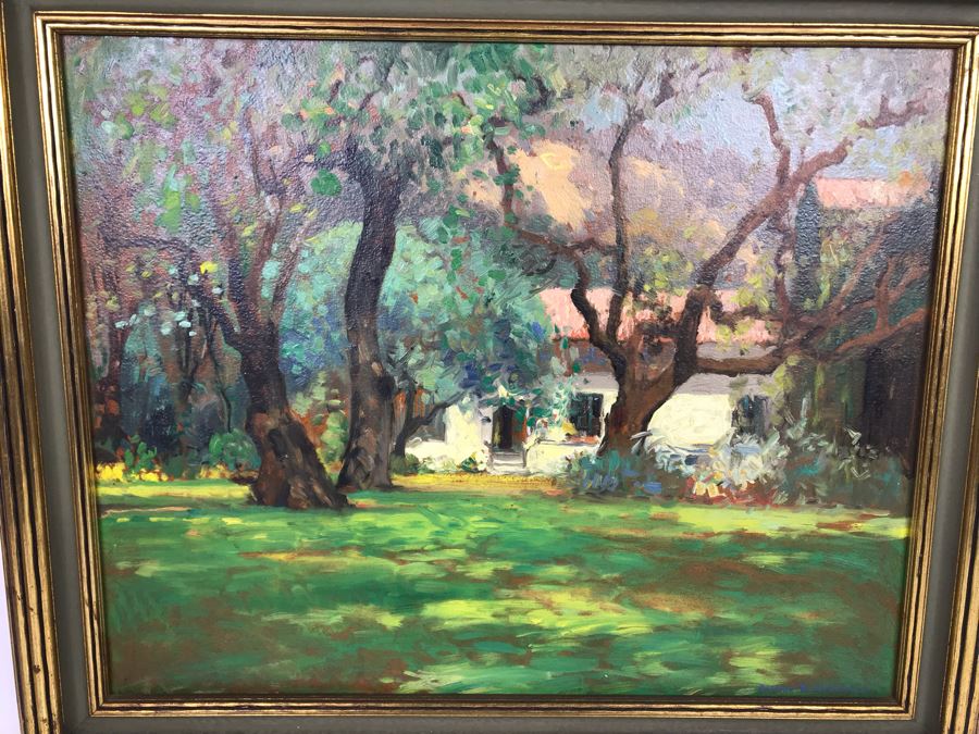 Original Alfred Richard Mitchell (1888-1972) Plein Air Oil Painting On Board Titled 'Faculty Glade' - Early San Diego California Pioneer Accomplished Plein Air Artist 20W X 16H - See Description For Bio [Photo 3]