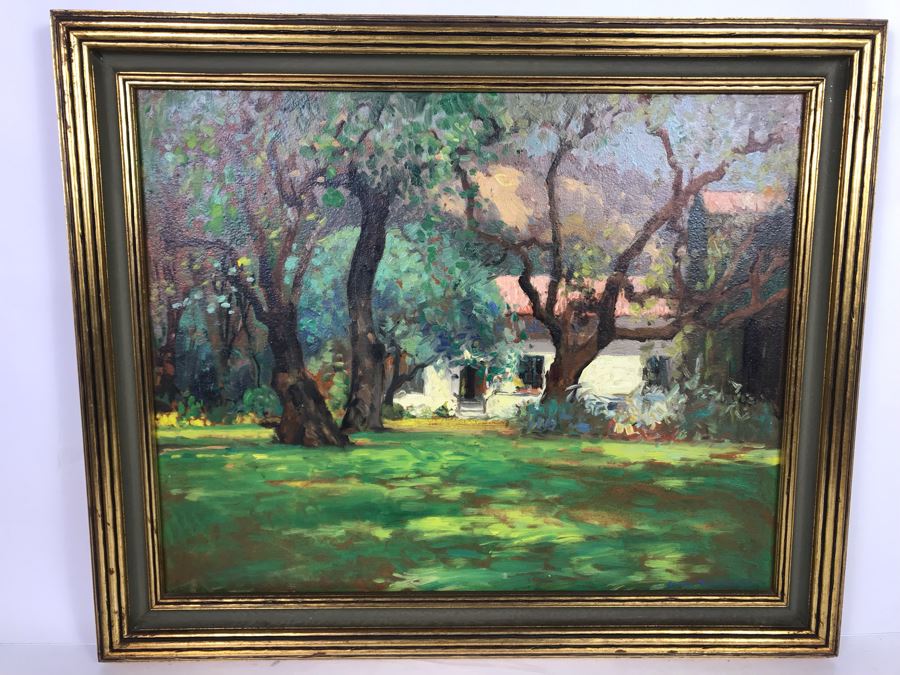 Original Alfred Richard Mitchell (1888-1972) Plein Air Oil Painting On Board Titled 'Faculty Glade' - Early San Diego California Pioneer Accomplished Plein Air Artist 20W X 16H - See Description For Bio