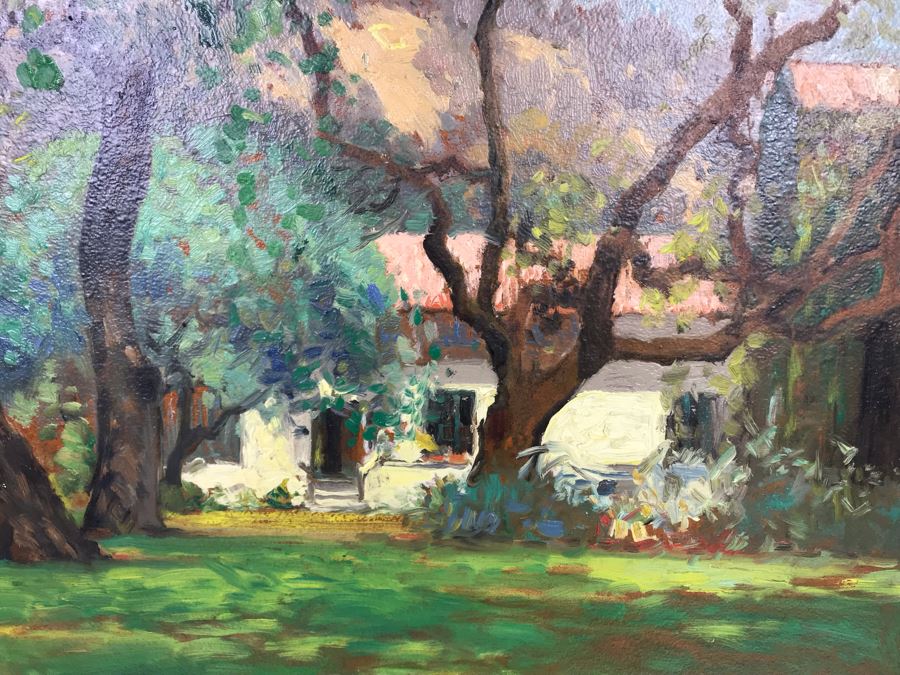 Original Alfred Richard Mitchell (1888-1972) Plein Air Oil Painting On Board Titled 'Faculty Glade' - Early San Diego California Pioneer Accomplished Plein Air Artist 20W X 16H - See Description For Bio [Photo 4]