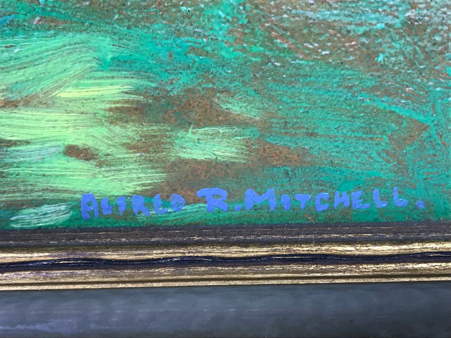 Original Alfred Richard Mitchell (1888-1972) Plein Air Oil Painting On Board Titled 'Faculty Glade' - Early San Diego California Pioneer Accomplished Plein Air Artist 20W X 16H - See Description For Bio [Photo 10]