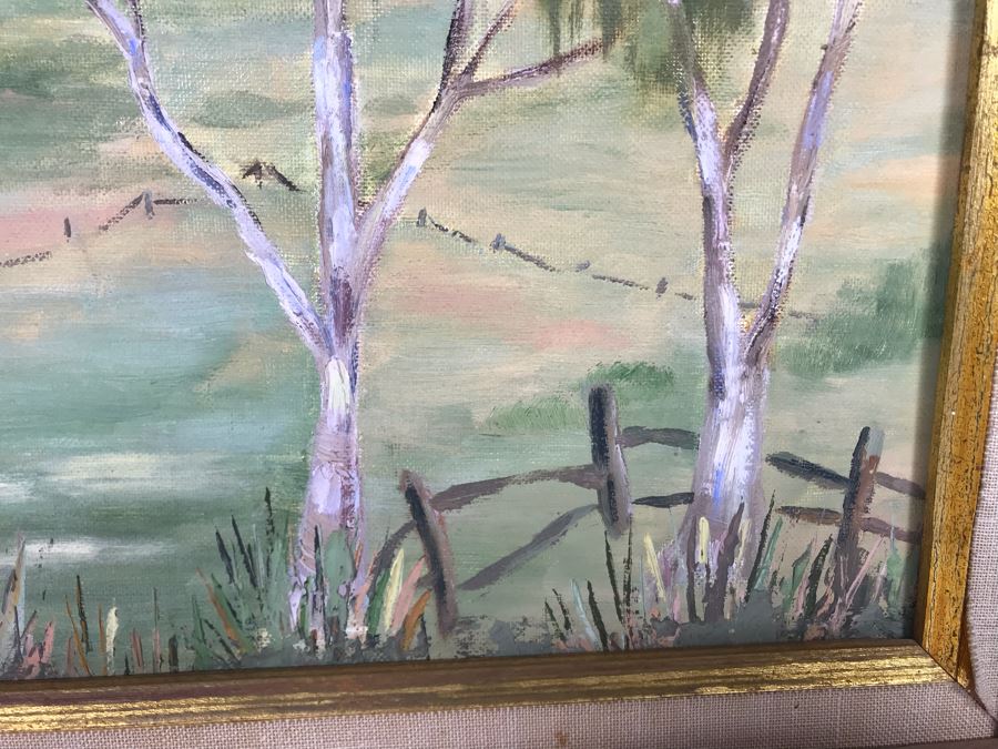 Vintage 1961 Original Helen Reynolds Plein Air Oil Painting Titled 'Eucalyptus Trees, Bonita, CA' 12 X 16 [Photo 6]