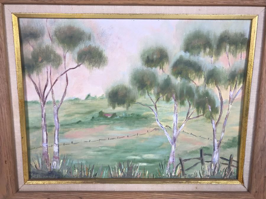 Vintage 1961 Original Helen Reynolds Plein Air Oil Painting Titled 'Eucalyptus Trees, Bonita, CA' 12 X 16 [Photo 3]