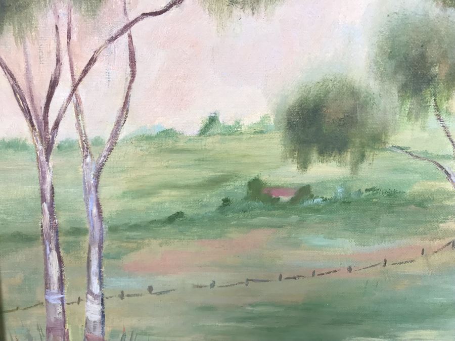 Vintage 1961 Original Helen Reynolds Plein Air Oil Painting Titled 'Eucalyptus Trees, Bonita, CA' 12 X 16 [Photo 5]