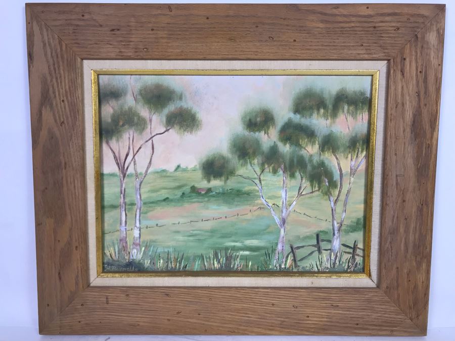 Vintage 1961 Original Helen Reynolds Plein Air Oil Painting Titled 'Eucalyptus Trees, Bonita, CA' 12 X 16 [Photo 2]