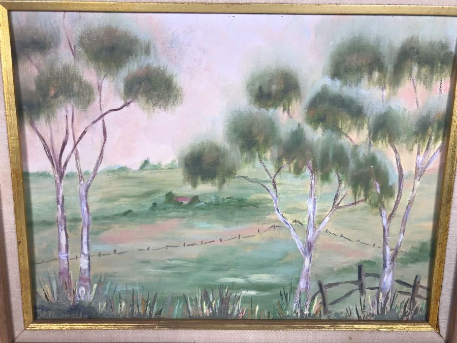 Vintage 1961 Original Helen Reynolds Plein Air Oil Painting Titled 'Eucalyptus Trees, Bonita, CA' 12 X 16 [Photo 4]