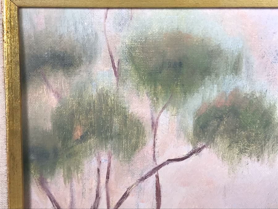 Vintage 1961 Original Helen Reynolds Plein Air Oil Painting Titled 'Eucalyptus Trees, Bonita, CA' 12 X 16 [Photo 8]