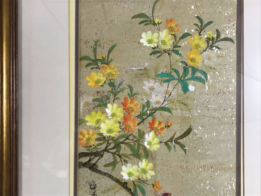 Pair Of Original Signed Chinese Bird On Tree Paintings 11W X 23H [Photo 17]