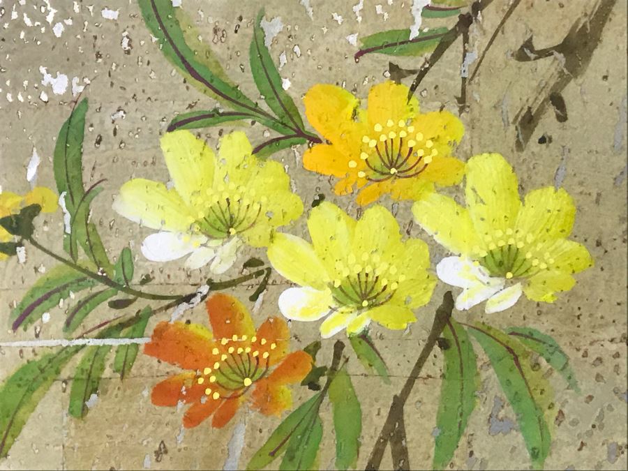 Pair Of Original Signed Chinese Bird On Tree Paintings 11W X 23H [Photo 9]