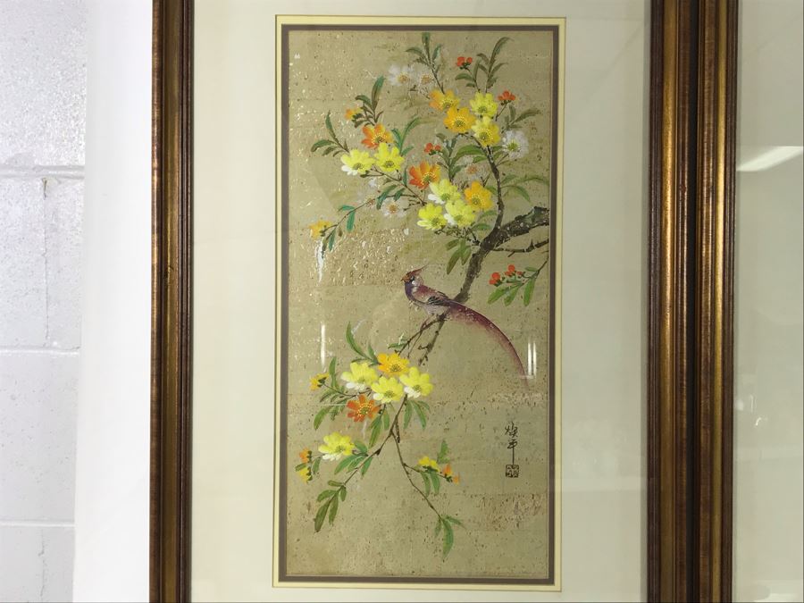 Pair Of Original Signed Chinese Bird On Tree Paintings 11W X 23H [Photo 5]