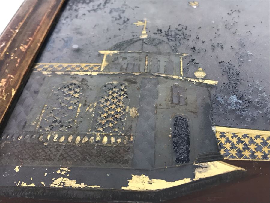 Antique Reverse Gold Painting On Glass 12W X 8H [Photo 9]