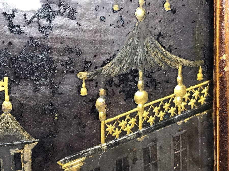 Antique Reverse Gold Painting On Glass 12W X 8H [Photo 12]