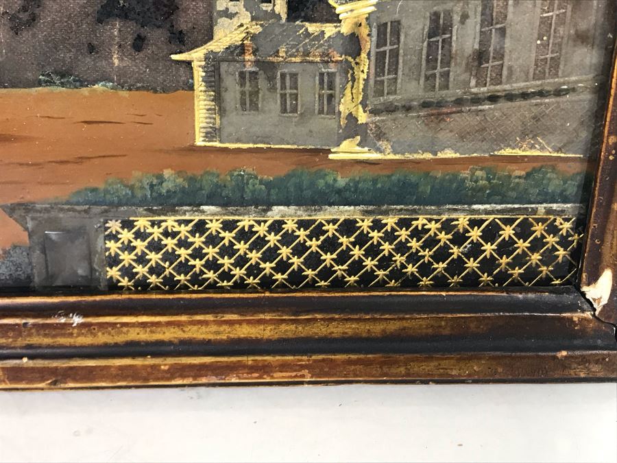 Antique Reverse Gold Painting On Glass 12W X 8H [Photo 6]