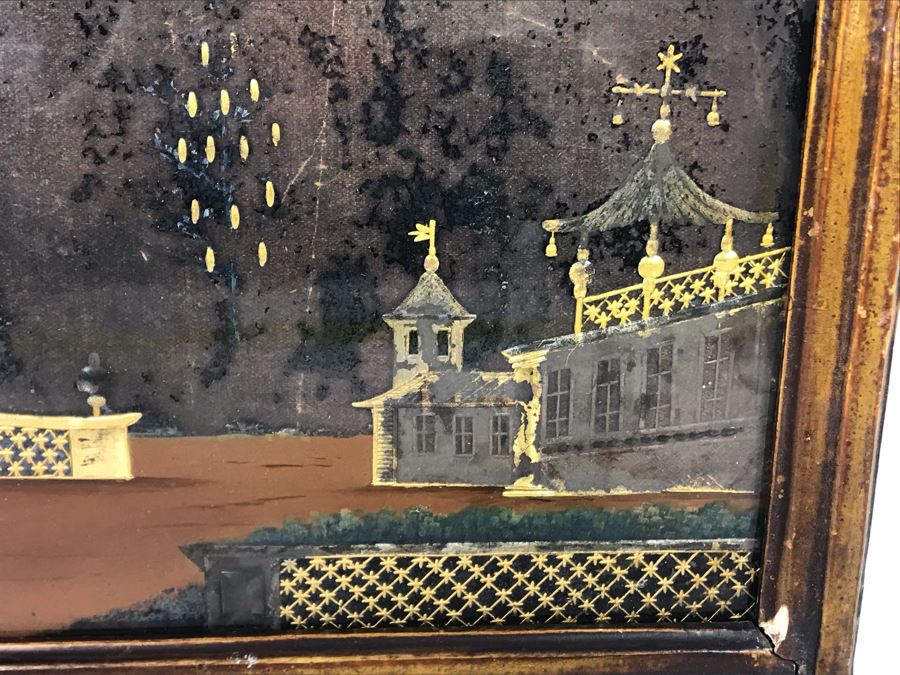 Antique Reverse Gold Painting On Glass 12W X 8H [Photo 5]