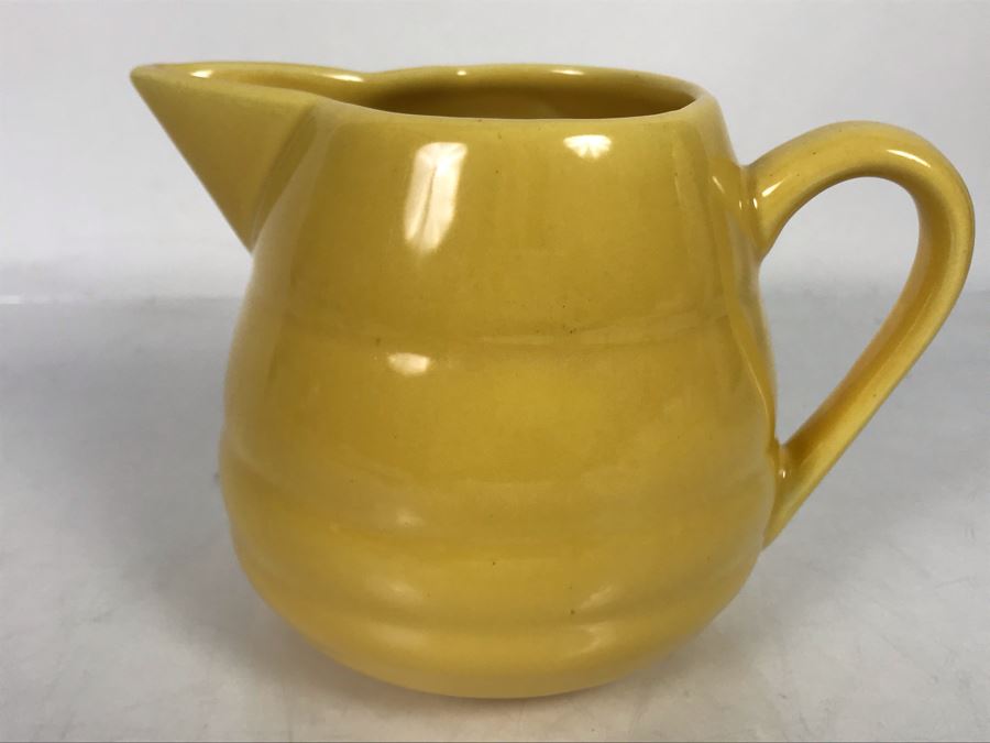 Vintage Bauer Yellow Beehive Pottery Pitcher 5H X 7W [Photo 1]