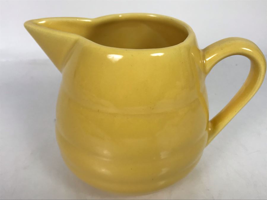 Vintage Bauer Yellow Beehive Pottery Pitcher 5H X 7W [Photo 3]