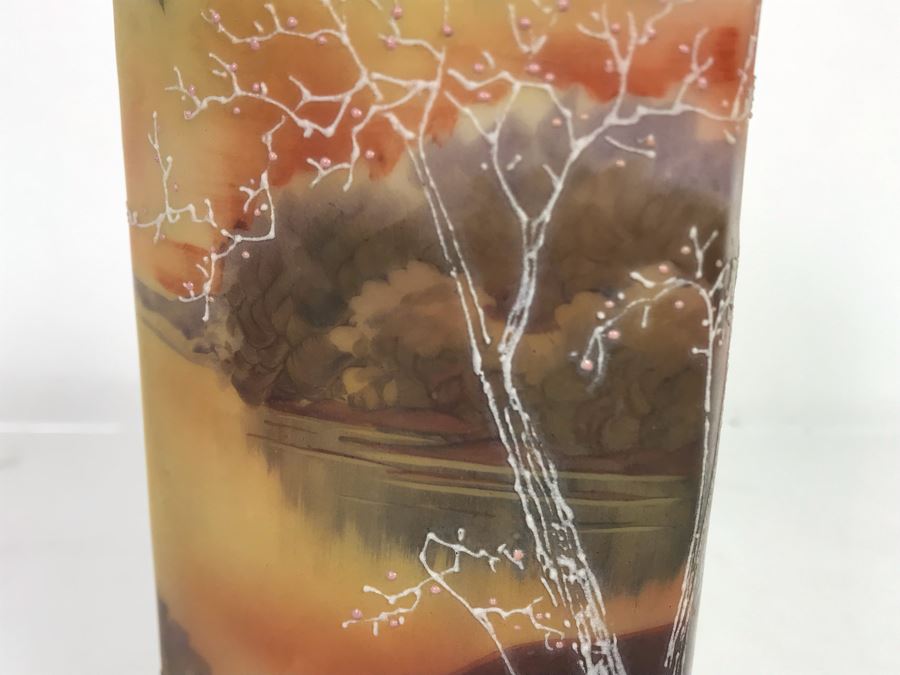 Stunning Japanese Hand Painted Nippon Footed Jar With Lid 6.5H [Photo 4]