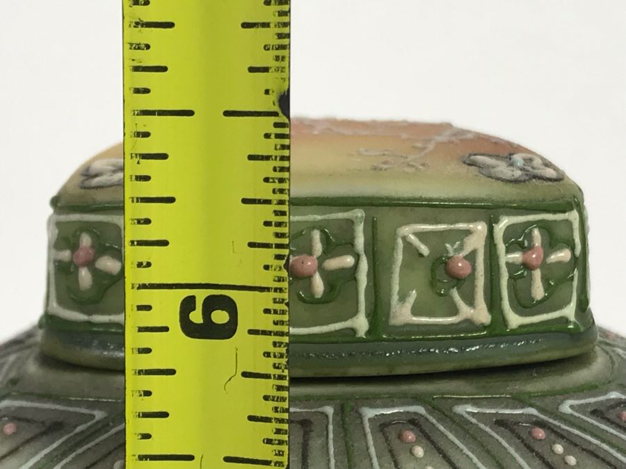 Stunning Japanese Hand Painted Nippon Footed Jar With Lid 6.5H [Photo 16]