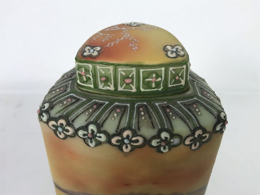 Stunning Japanese Hand Painted Nippon Footed Jar With Lid 6.5H [Photo 12]