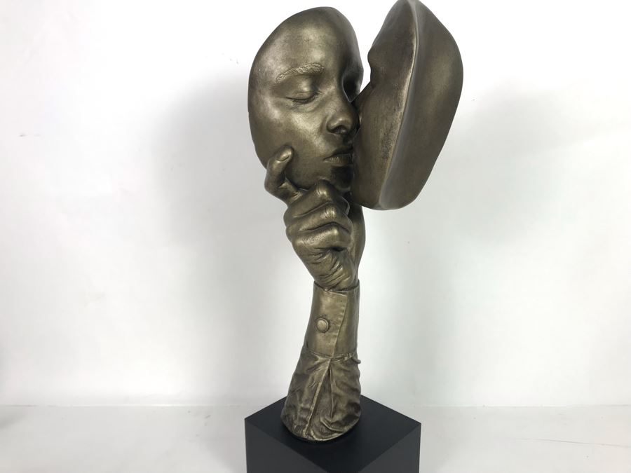 Austin Sculpture Golden Moment 'The Kiss' Plaster Sculpture In Bronze Finish By Artist John Cutrone With Original Box 20.5H [Photo 5]