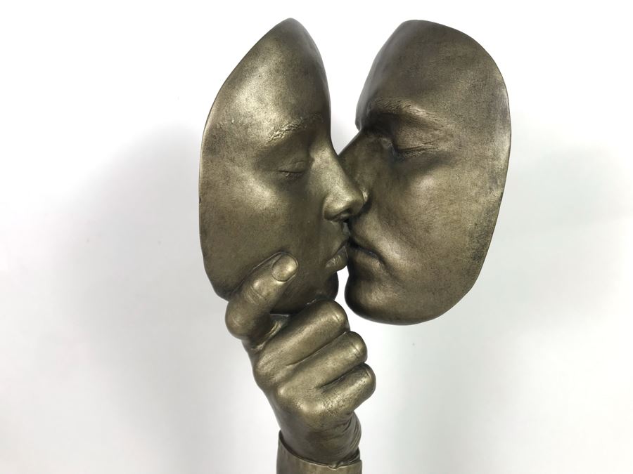 Austin Sculpture Golden Moment 'The Kiss' Plaster Sculpture In Bronze Finish By Artist John Cutrone With Original Box 20.5H [Photo 3]