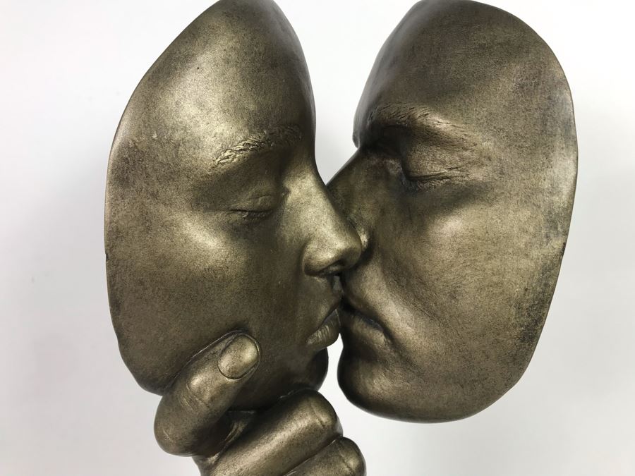 Austin Sculpture Golden Moment 'The Kiss' Plaster Sculpture In Bronze Finish By Artist John Cutrone With Original Box 20.5H [Photo 4]