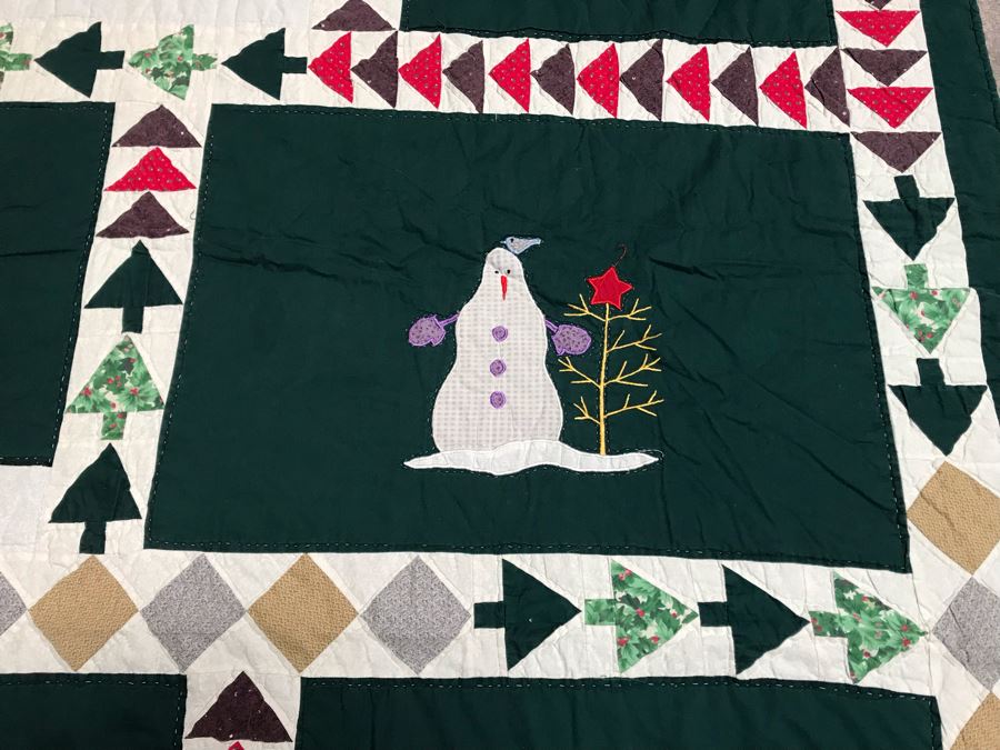Large Winter Snowman Christmas Themed Quilt 92W X 86.5W [Photo 8]