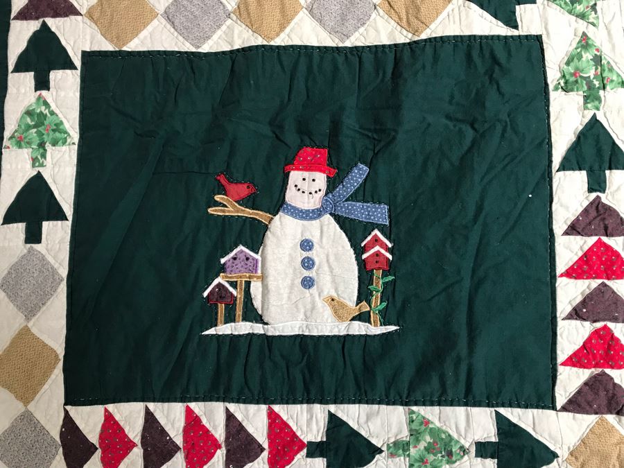 Large Winter Snowman Christmas Themed Quilt 92W X 86.5W [Photo 9]